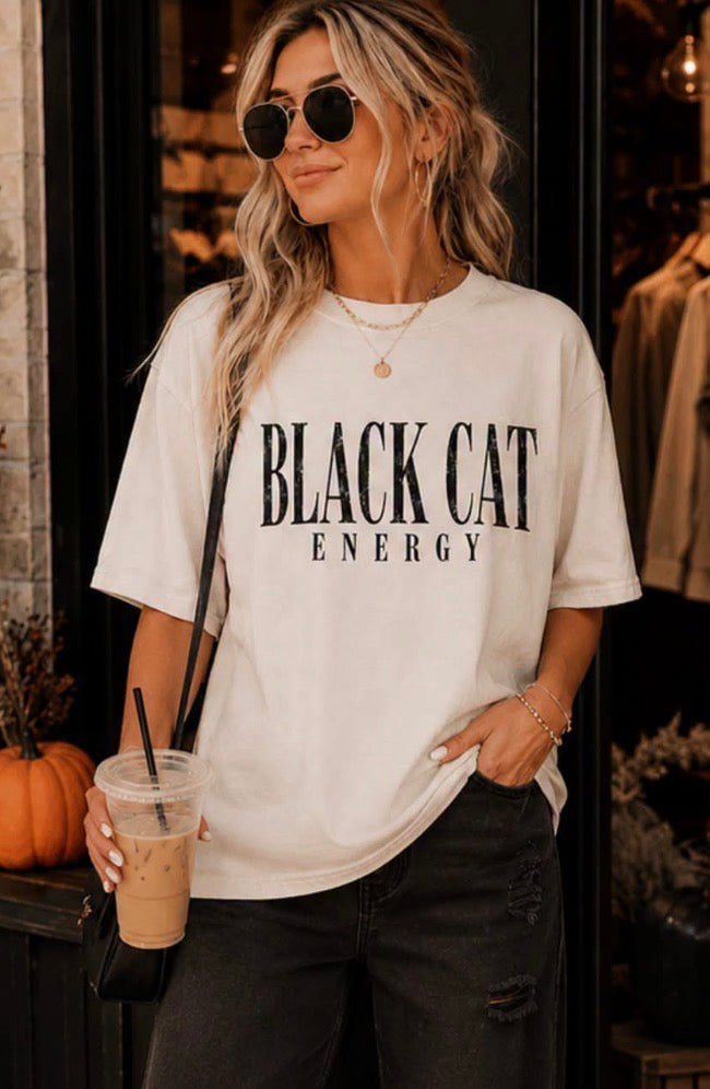 Black cat energy print