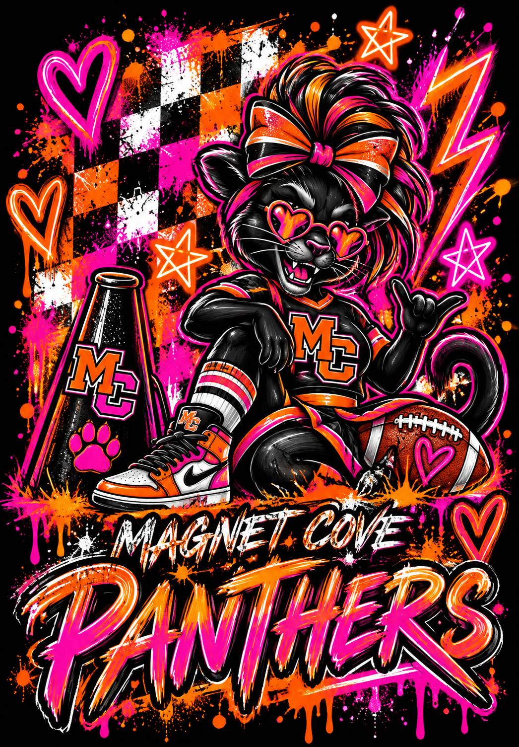 Neon cheer girl panther