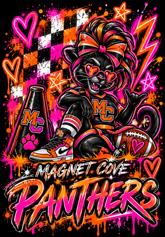 Neon cheer girl panther