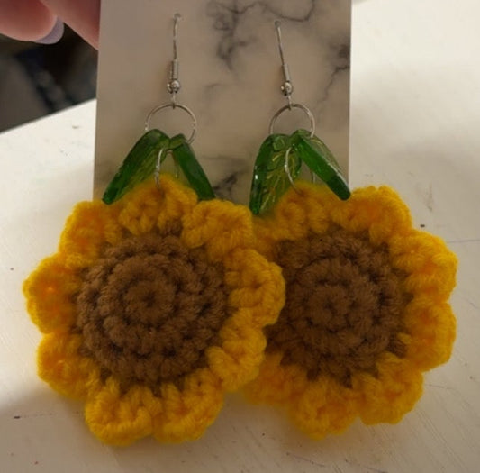 Crochet sunflower earrings